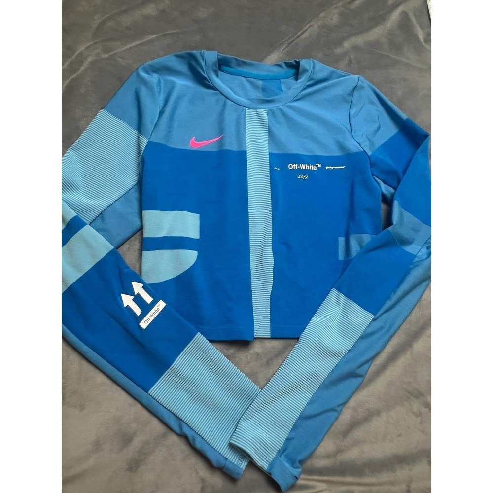 Nike Off-White WMNS‎ S Easy Run Top Photo Blue White Running Crop